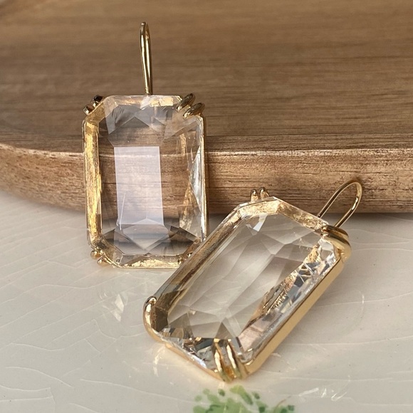 ✨Anthropologie Cecily Clear Gemstone Earrings - Picture 2 of 7